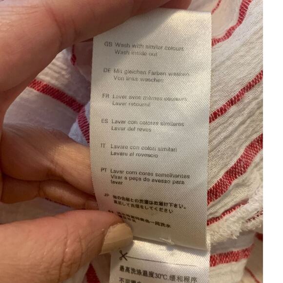 Scotch & Soda white red stripes long sleeves boho tunic top size Large - Picture 5 of 9